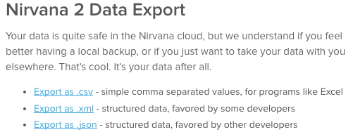 Nirvana 2 Data Export