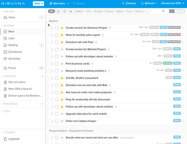 Aplicativos e software GTD: Nirvana