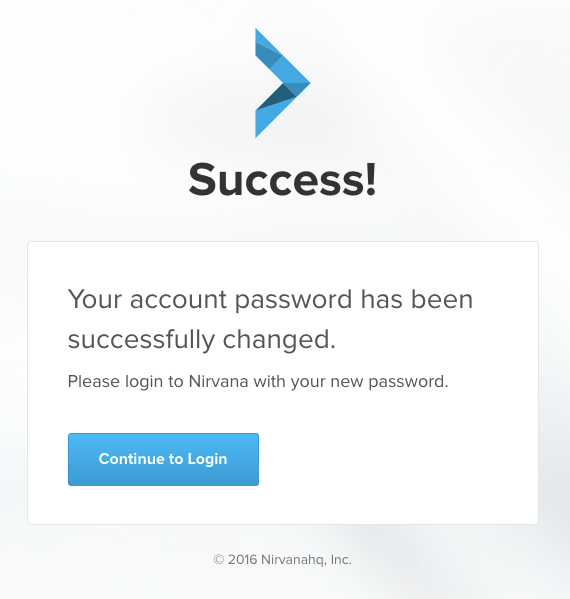 Password change success screen